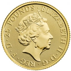 Золотая монета  25 фунтов "Единорог" Великобритания 1/4 унции  2017г